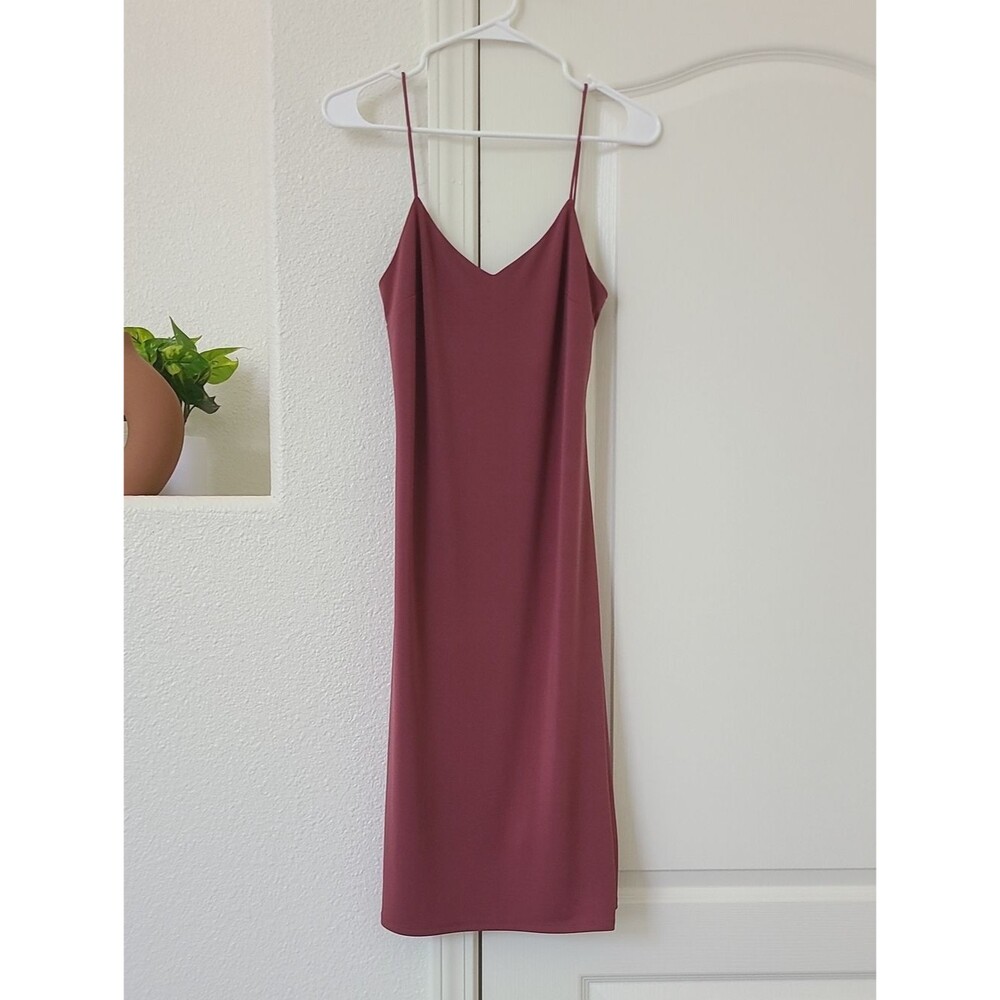 Express NEW Mauve pink Spaghetti Strap Midi Slip Dress Small A Line Slim V Neck